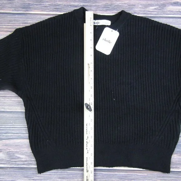 Elodie NEW Small Black Crewneck Sweater Knit Ribbed Comfy Winter Soft - Picture 5 of 8